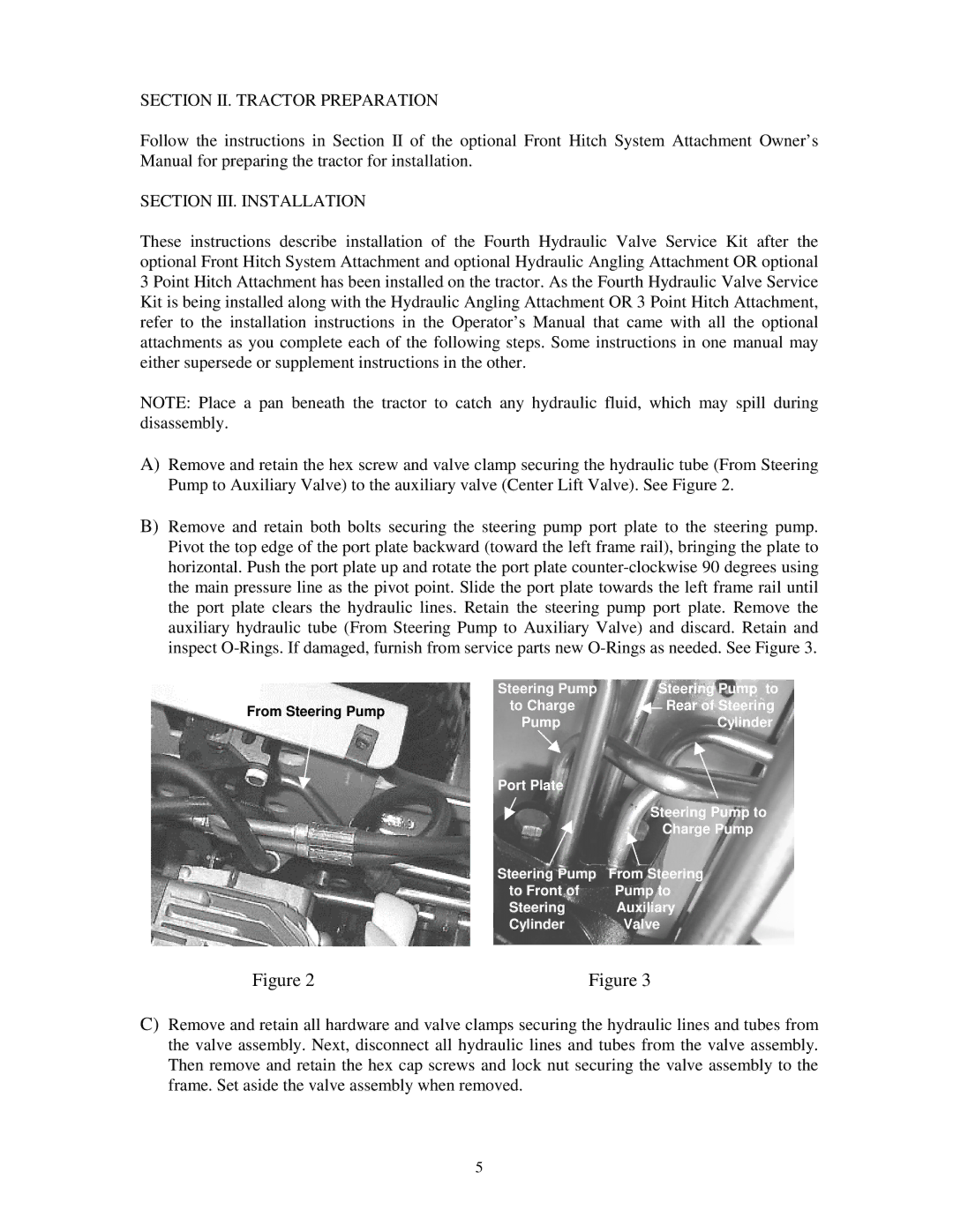 Bolens Series 3000 installation instructions Section II. Tractor Preparation Section III. Installation 