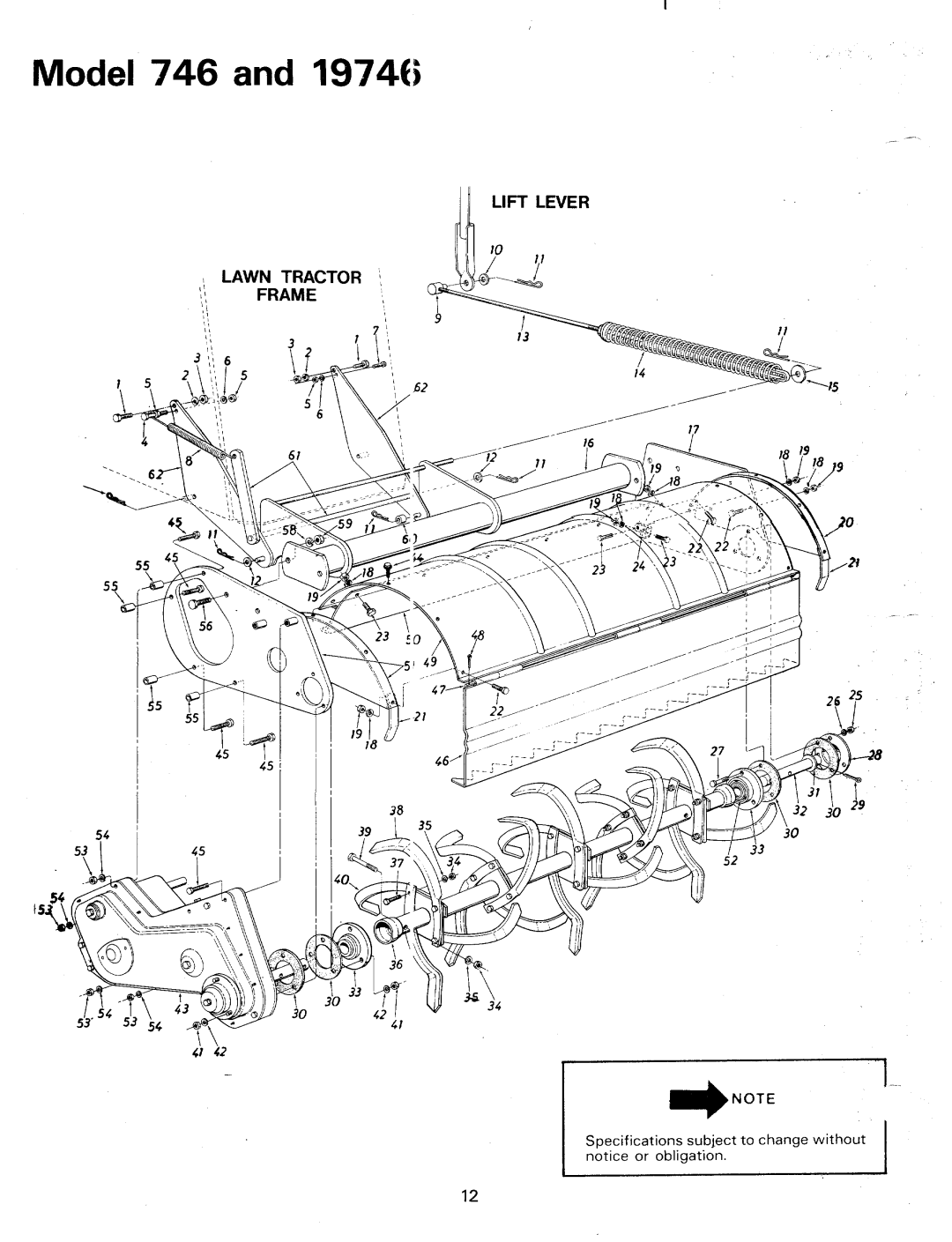 Bolens TMO-33603B, 190-746-000, 19746 manual 