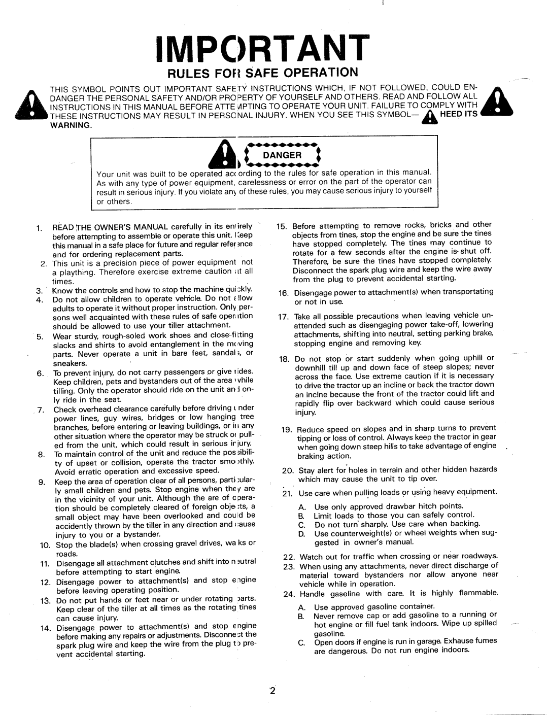 Bolens 19746, TMO-33603B, 190-746-000 manual 