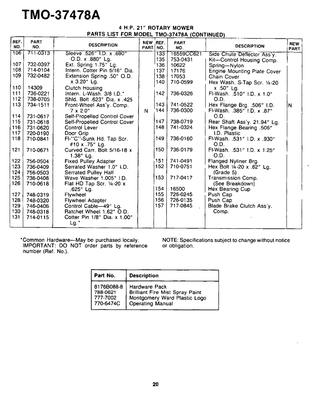 Bolens TMO-37478A manual 