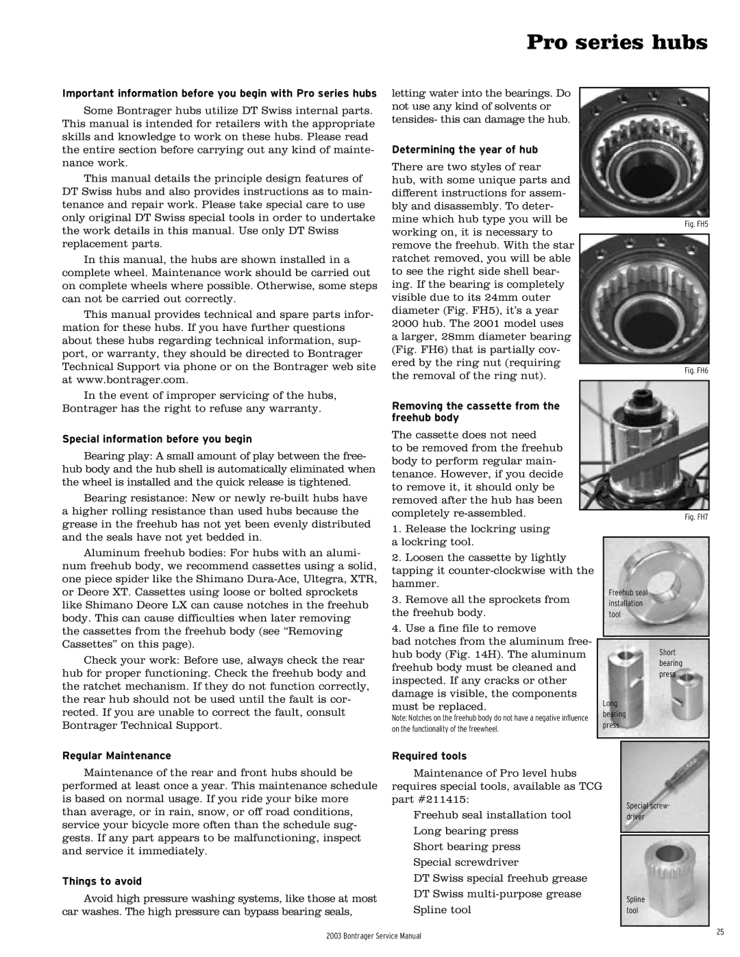 Bontrager 231793 Important information before you begin with Pro series hubs, Determining the year of hub 