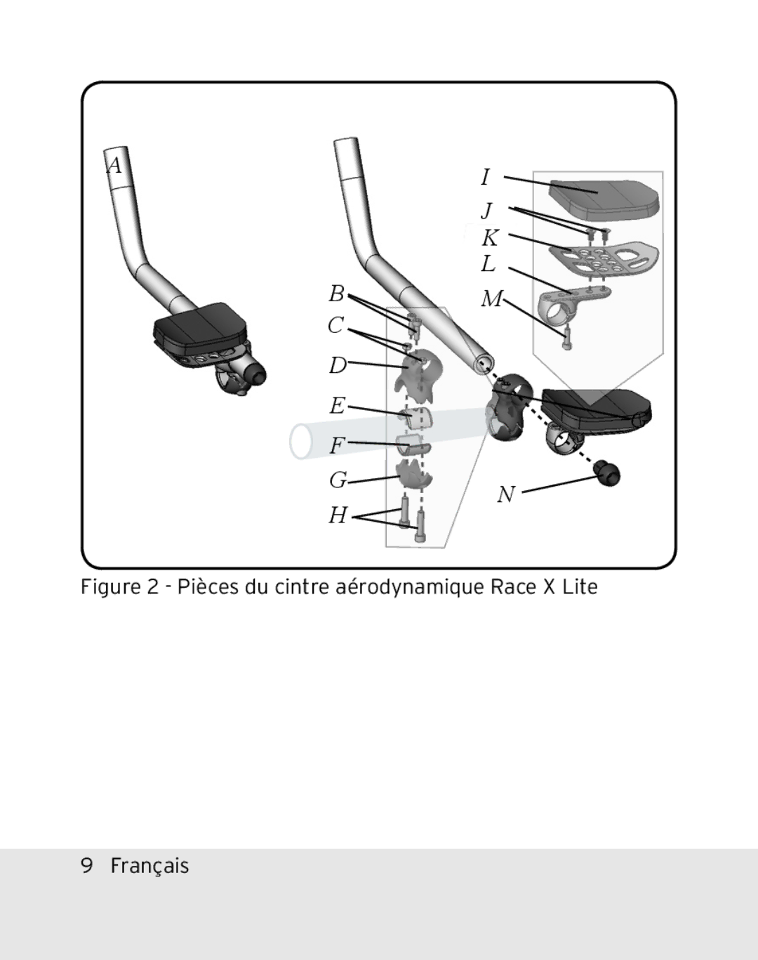 Bontrager manual Pièces du cintre aérodynamique Race X Lite  Français 