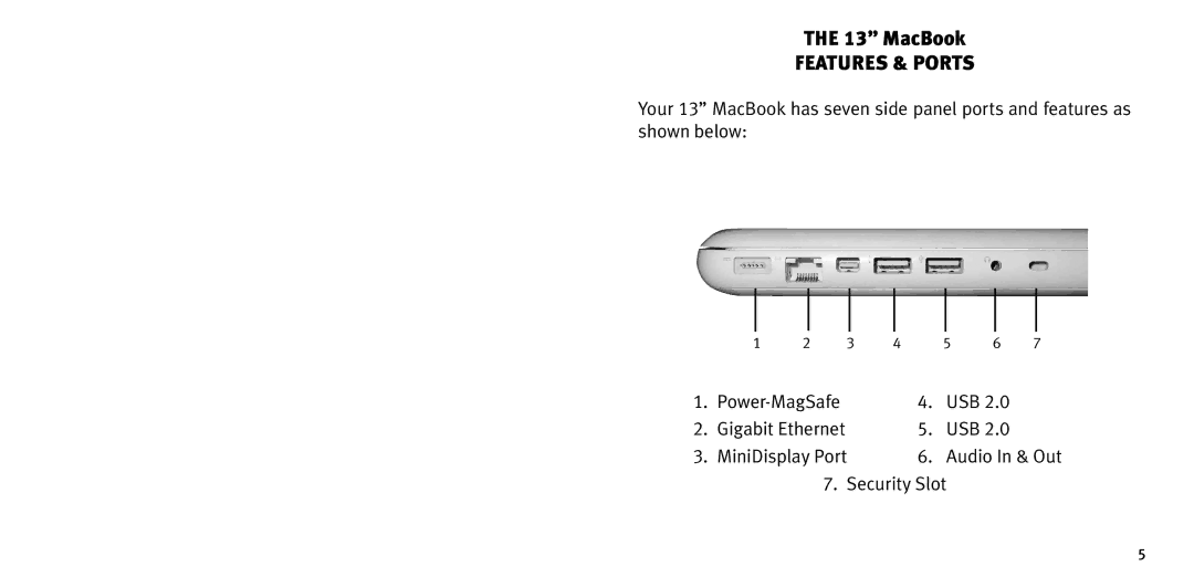 Bookendz BE-10363, BE-MB13WT manual MacBook features & Ports 