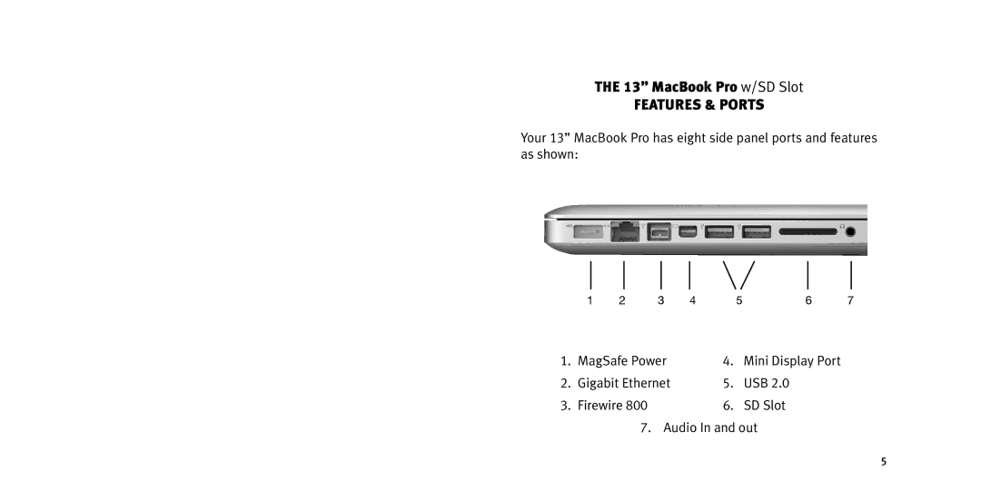 Bookendz SDP13, BE-MBP13SDP, BE-10359 manual MacBook Pro w/SD Slot, Features & Ports 