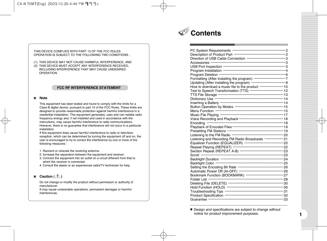 BoomGear MP-700 manual Contents 