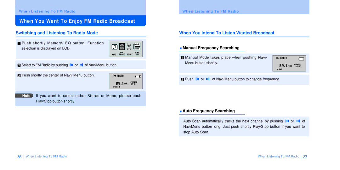 BoomGear MP-825BT manual When You Want To Enjoy FM Radio Broadcast, Switching and Listening To Radio Mode 