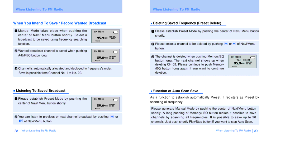 BoomGear MP-825BT manual When You Intend To Save / Record Wanted Broadcast, Listening To Saved Broadcast 