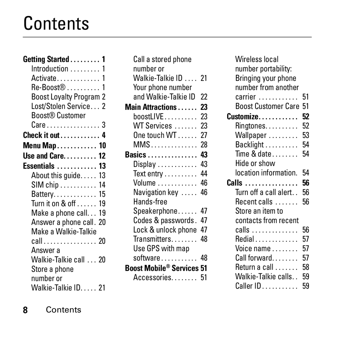 Boost Mobile i290 manual Contents 