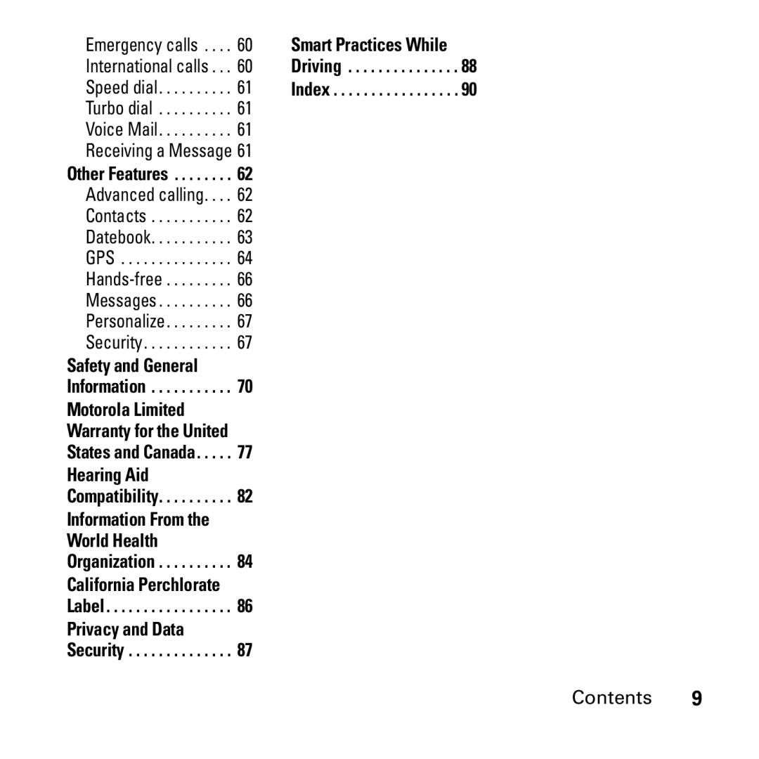 Boost Mobile i290 manual Smart Practices While Driving Index 