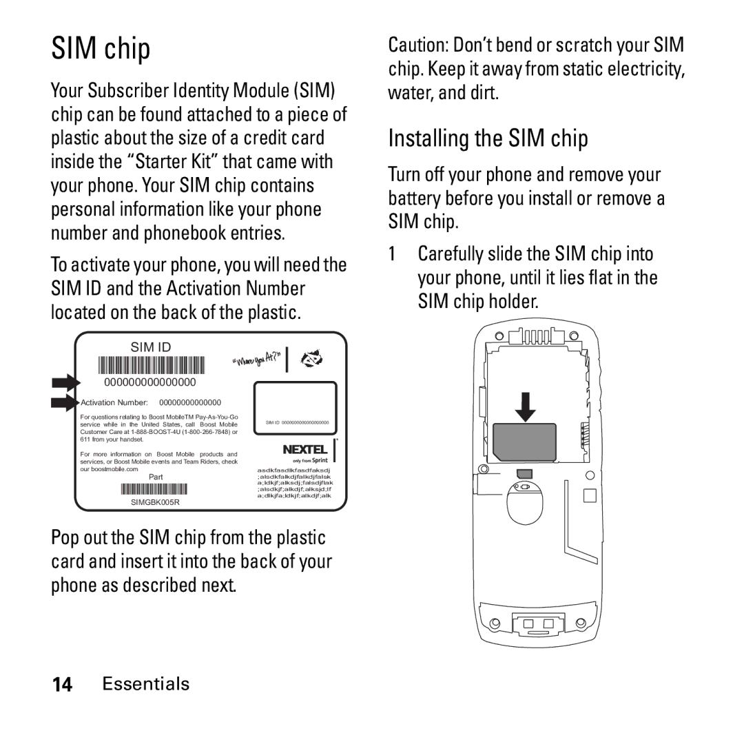 Boost Mobile i290 manual Installing the SIM chip 