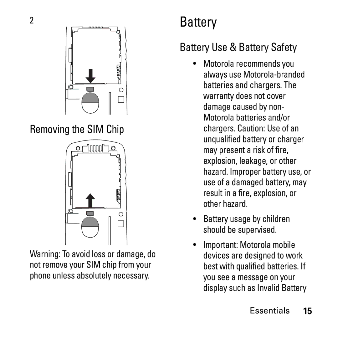 Boost Mobile i290 manual Removing the SIM Chip, Battery Use & Battery Safety 