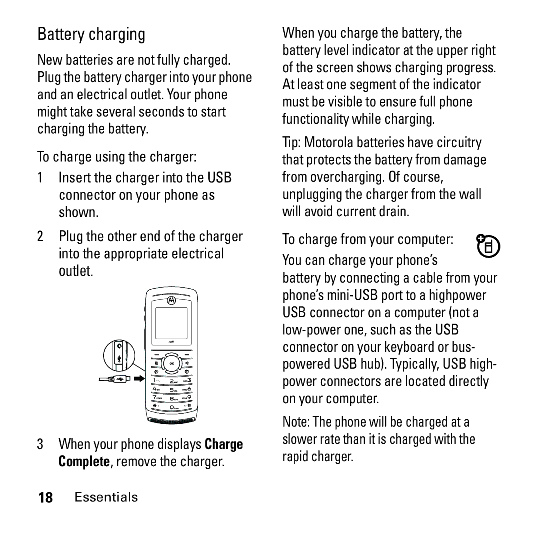 Boost Mobile i290 manual Battery charging, To charge from your computer You can charge your phone’s 