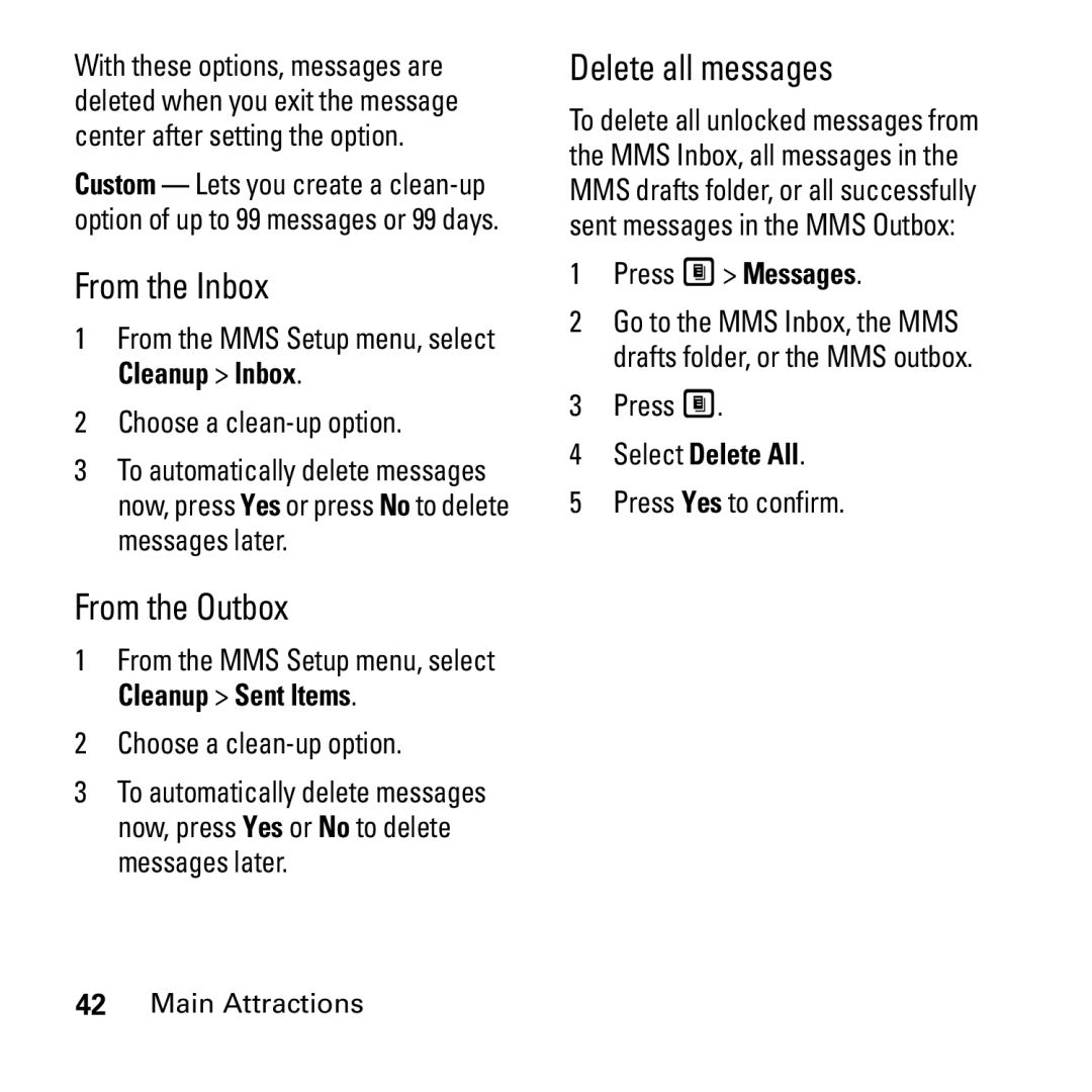 Boost Mobile i290 manual From the Inbox, From the Outbox, Delete all messages, Press M Messages 