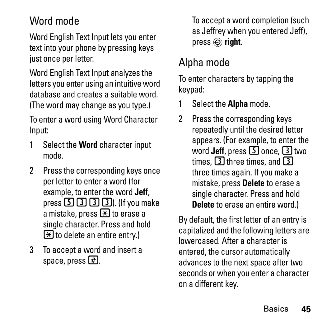 Boost Mobile i290 manual Word mode, Alpha mode 