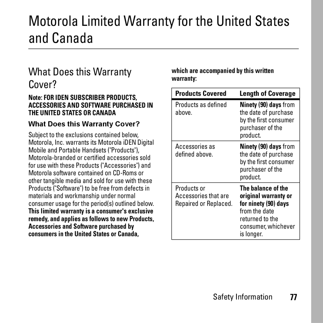 Boost Mobile i290 manual Motorola Limited Warranty for the United States and Canada, What Does this Warranty Cover? 