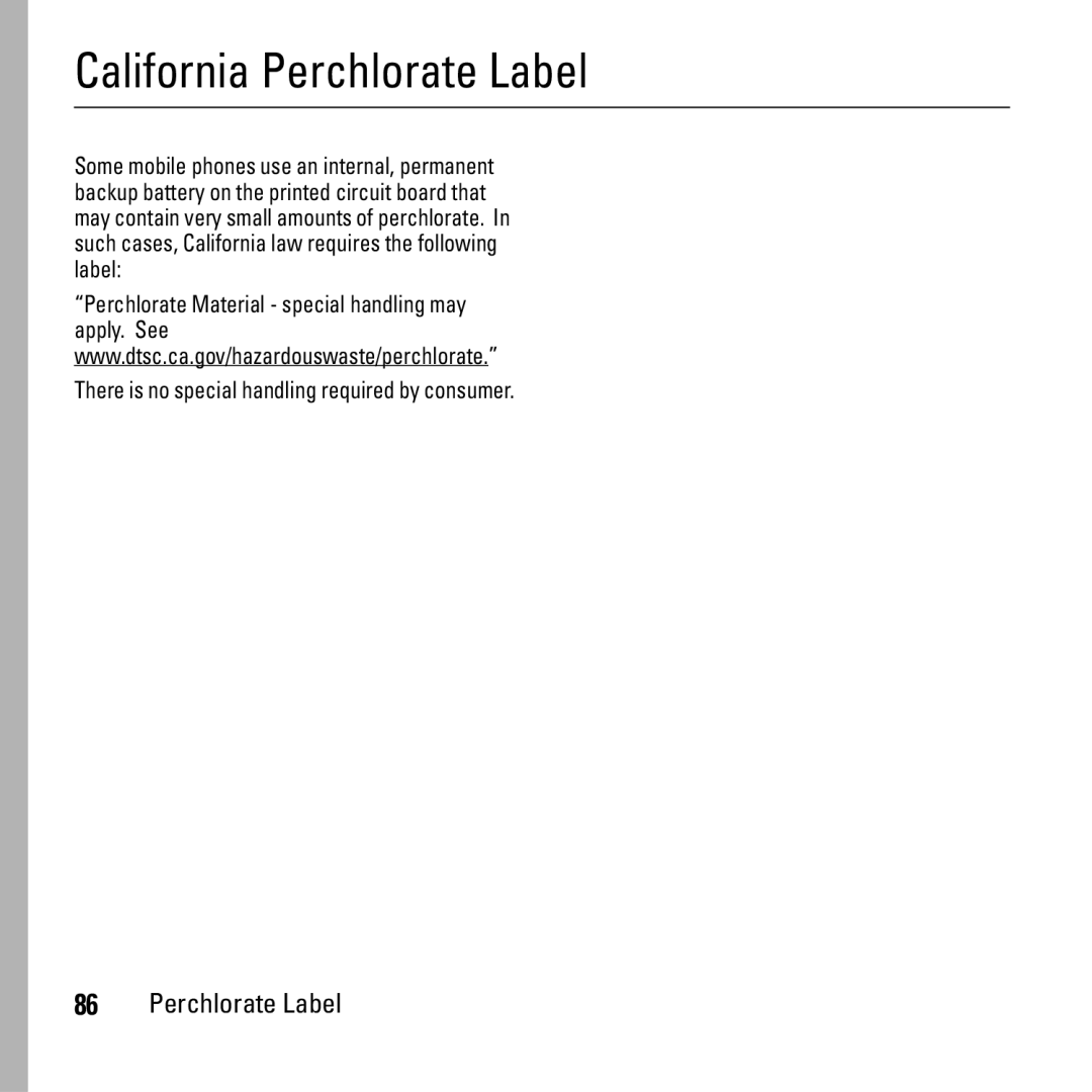 Boost Mobile i290 manual California Perchlorate Label 