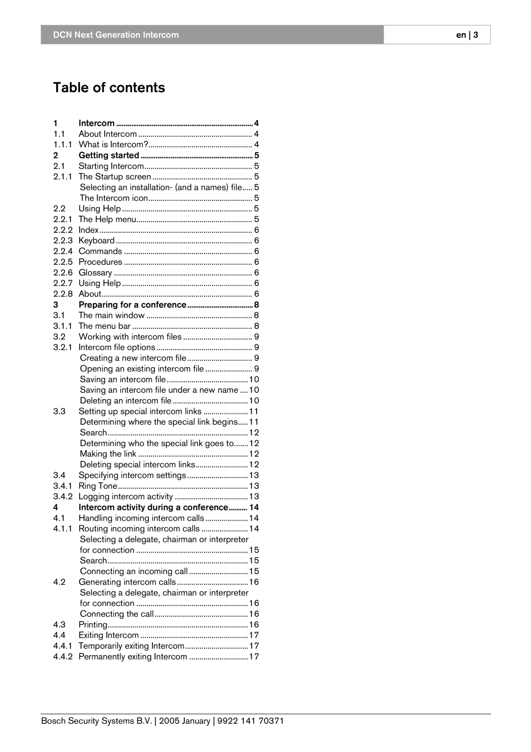 Bosch Appliances LBB4173, 0 user manual Table of contents 