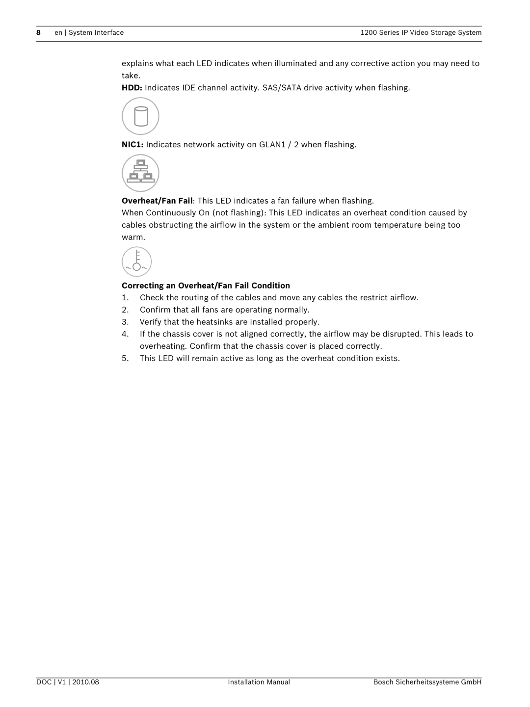 Bosch Appliances 1200 installation manual Correcting an Overheat/Fan Fail Condition 