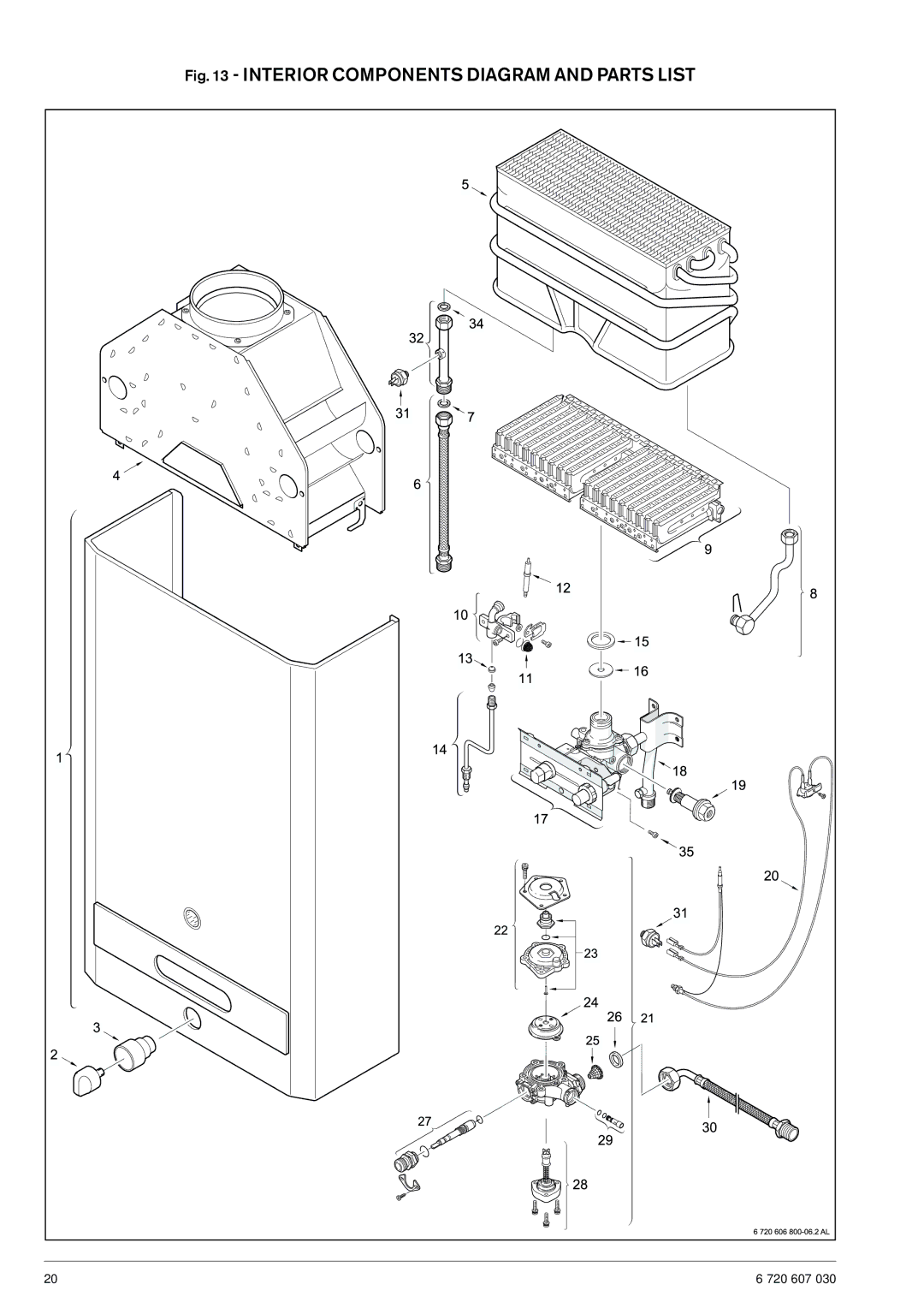 Bosch Appliances 125B NG, 125B LP specifications Interior Components Diagram and Parts List 
