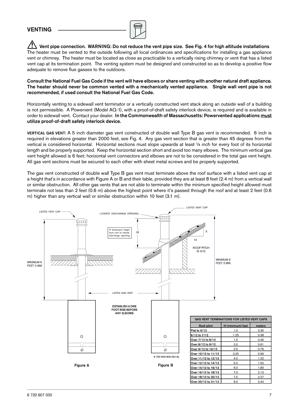 Bosch Appliances 125B LP, 125B NG specifications Venting, Establish a ONE Foot Rise Before ANY Elbows 