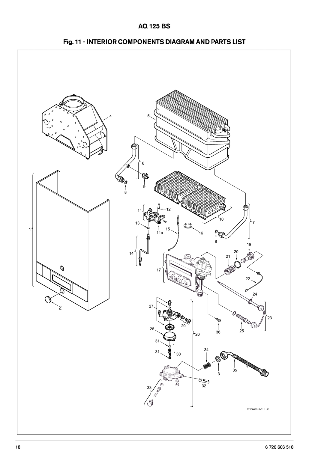 Bosch Appliances 125B NGS, 125B LPS operating instructions AQ 125 BS - INTERIOR COMPONENTS DIAGRAM AND PARTS LIST 