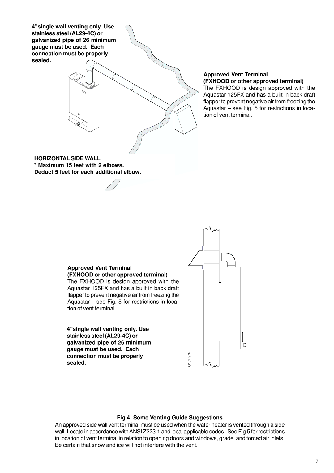 Bosch Appliances 125FX NG, 125FX LP specifications Horizontal Side Wall, Some Venting Guide Suggestions 