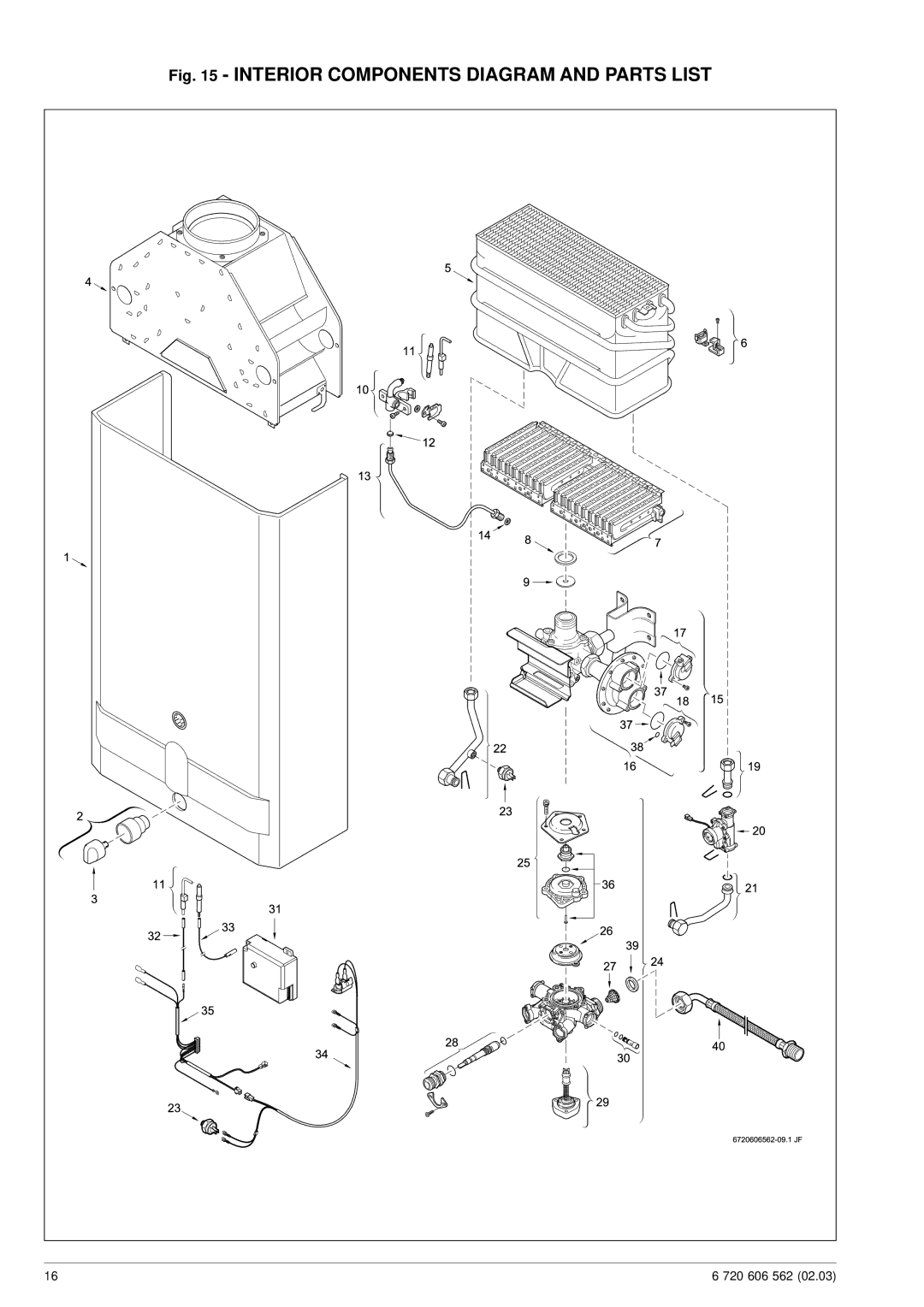 Bosch Appliances 125HX LP specifications Interior Components Diagram and Parts List 