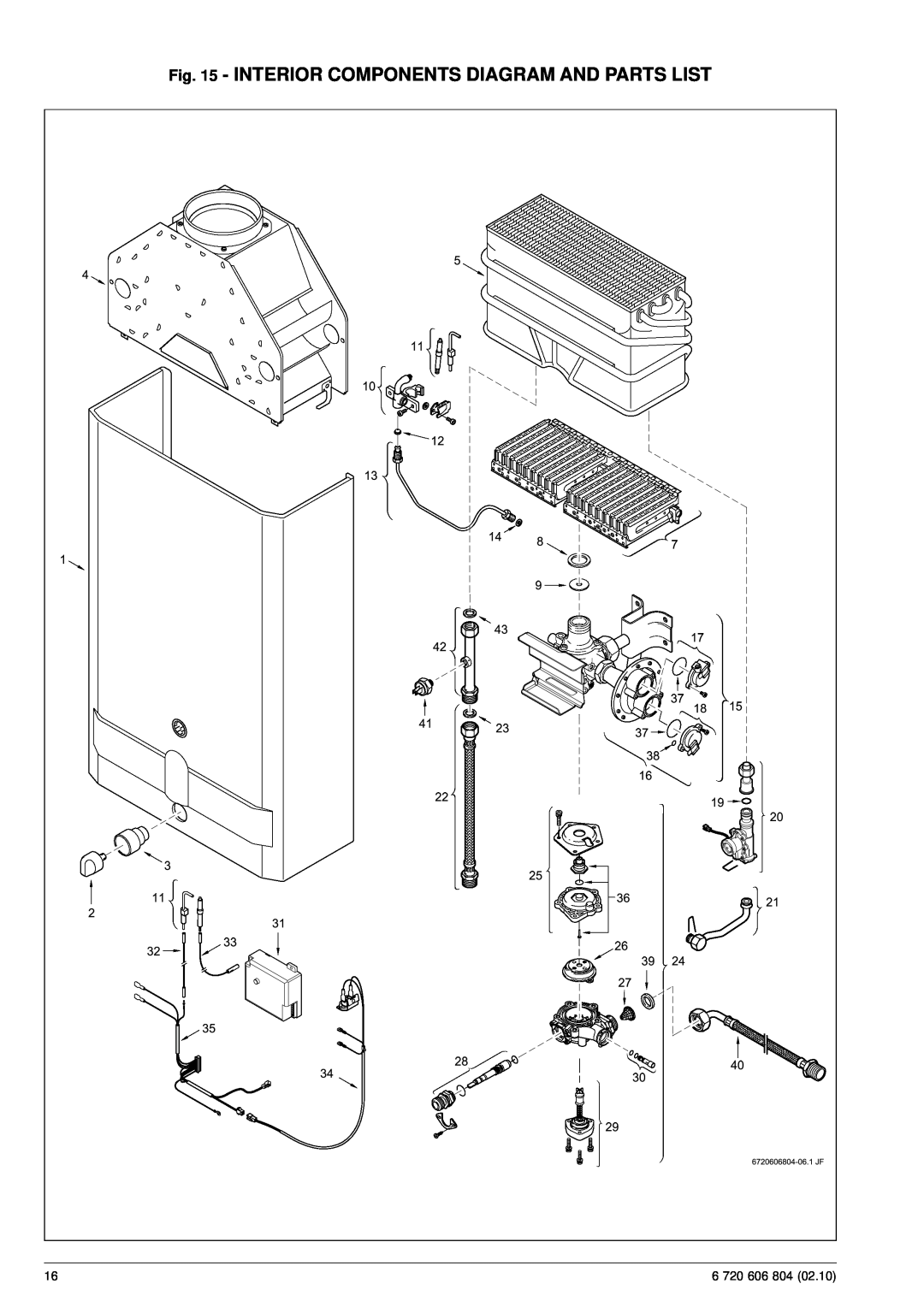 Bosch Appliances 125HX NG specifications Interior Components Diagram And Parts List, 6 720 606 804 