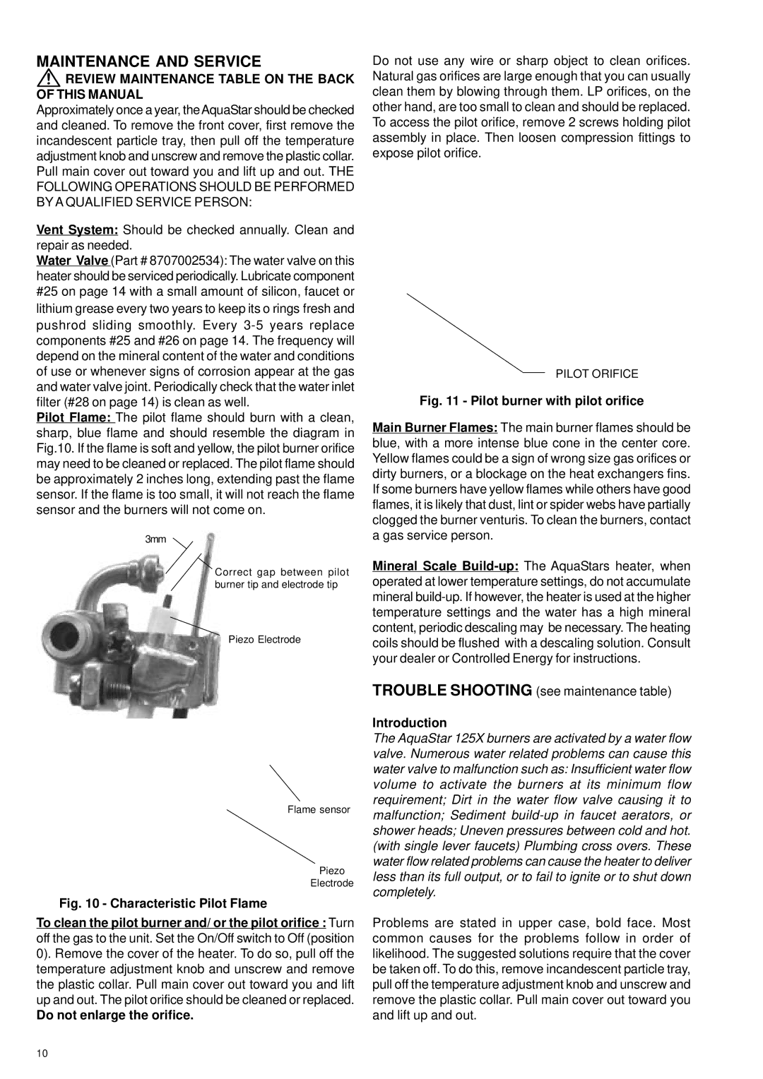 Bosch Appliances 125X NG Maintenance and Service, Review Maintenance Table on the Back of this Manual, Introduction 