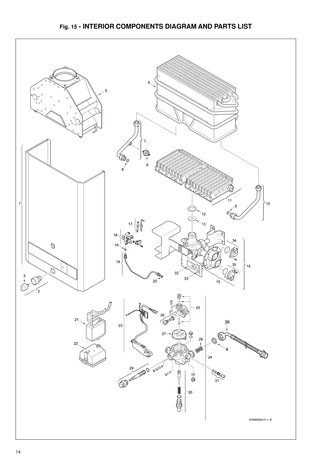 Bosch Appliances 125X NG, 125X LP specifications Interior Components Diagram and Parts List 