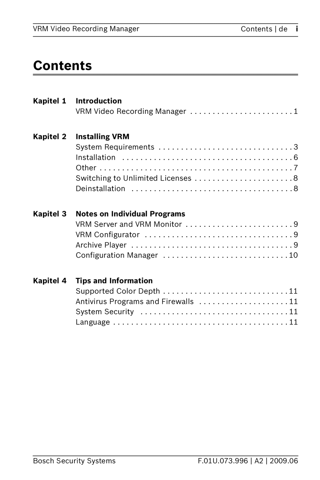 Bosch Appliances 2 manual Contents 