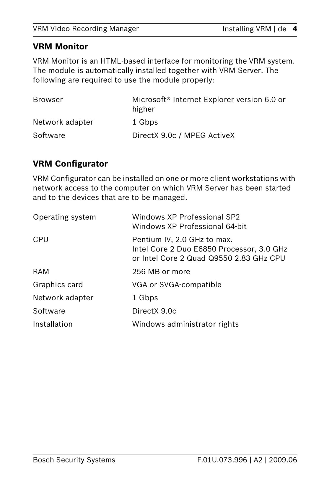 Bosch Appliances 2 manual VRM Monitor, VRM Configurator 