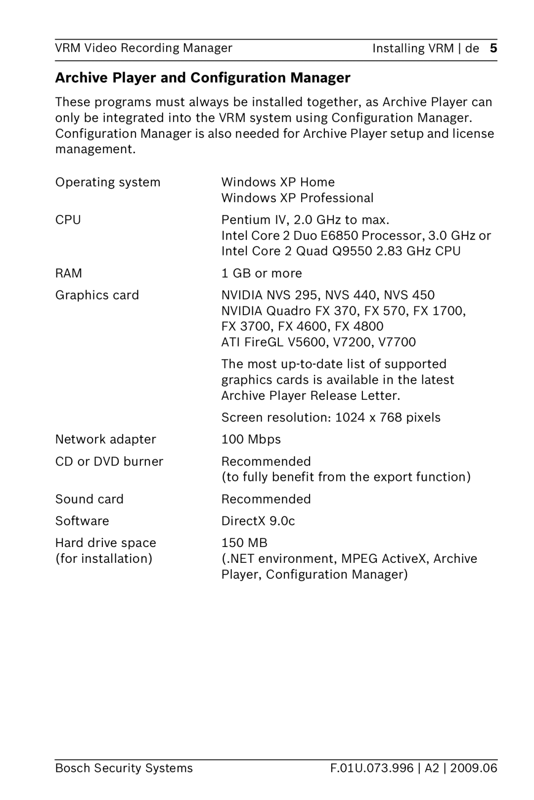 Bosch Appliances 2 manual Archive Player and Configuration Manager 