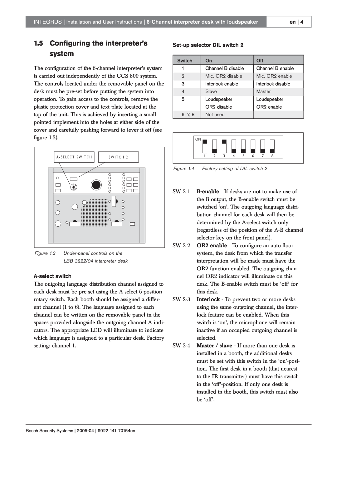 Bosch Appliances 20, LBB 3422, LBB 3222 manual 1.5Configuring the interpreter’s system, en 