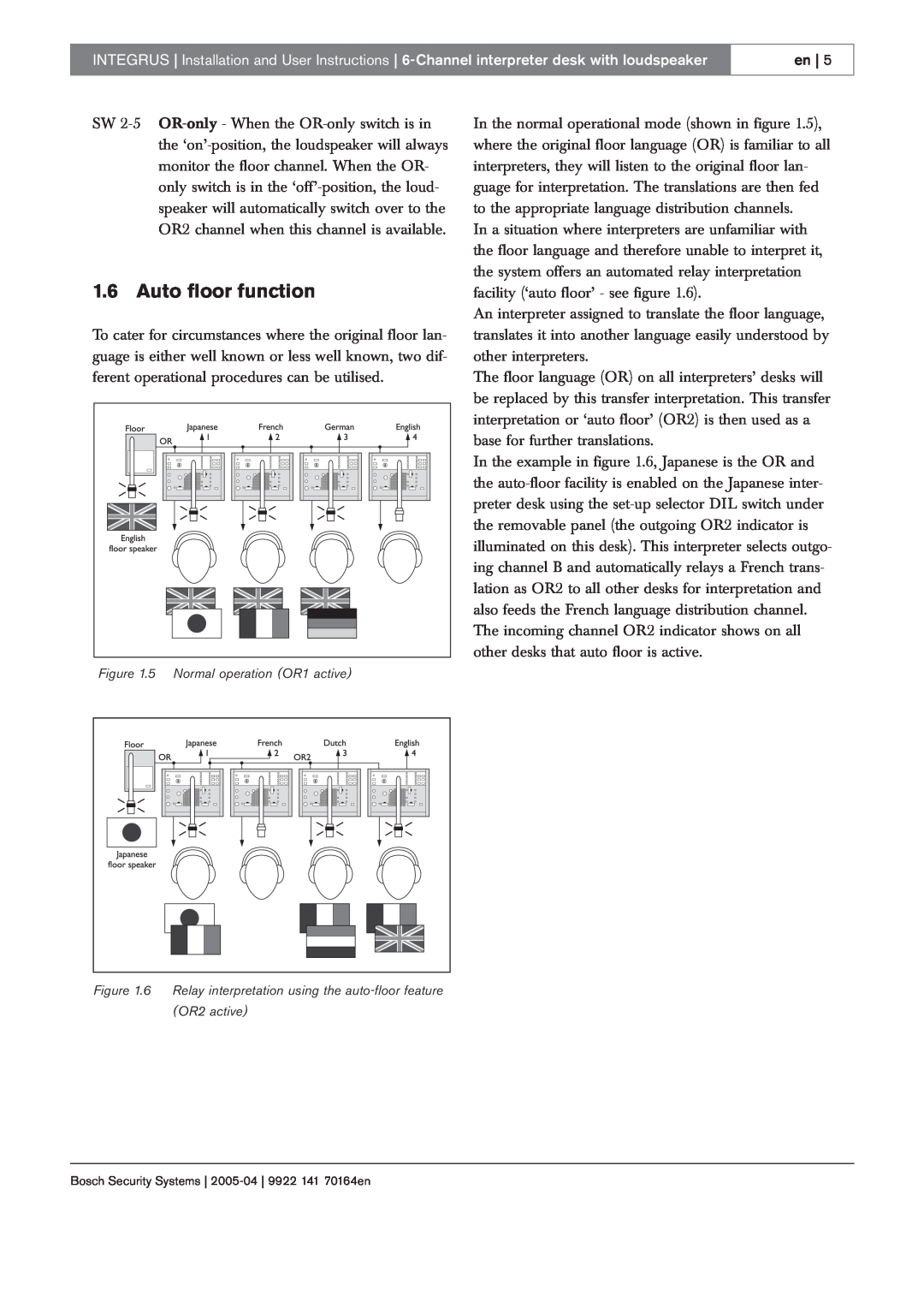 Bosch Appliances 20, LBB 3422, LBB 3222 manual Auto floor function, en, 5 Normal operation OR1 active 