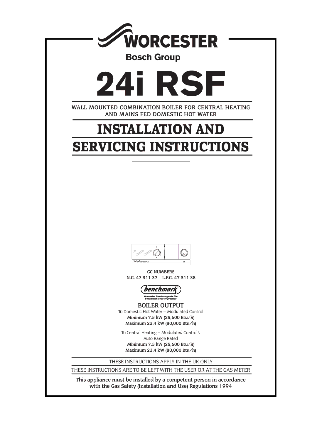 Bosch Appliances 24I RSF manual 24i RSF, These Instructions Apply in the UK only 