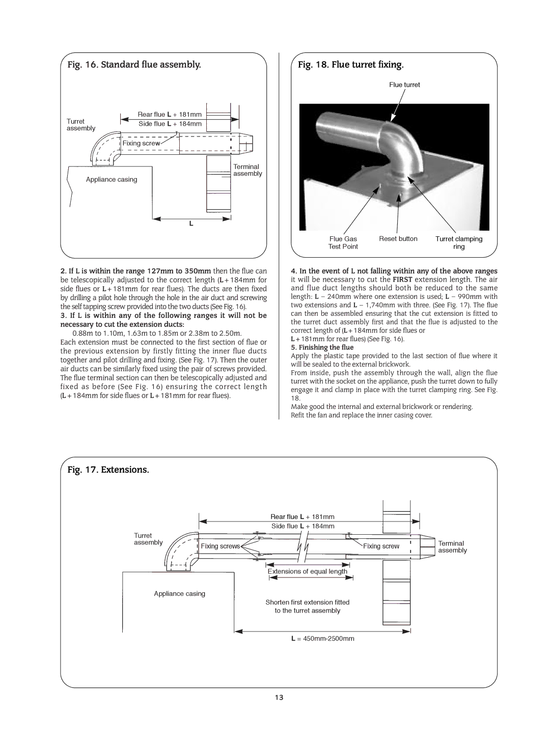 Bosch Appliances 24I RSF manual Standard flue assembly 