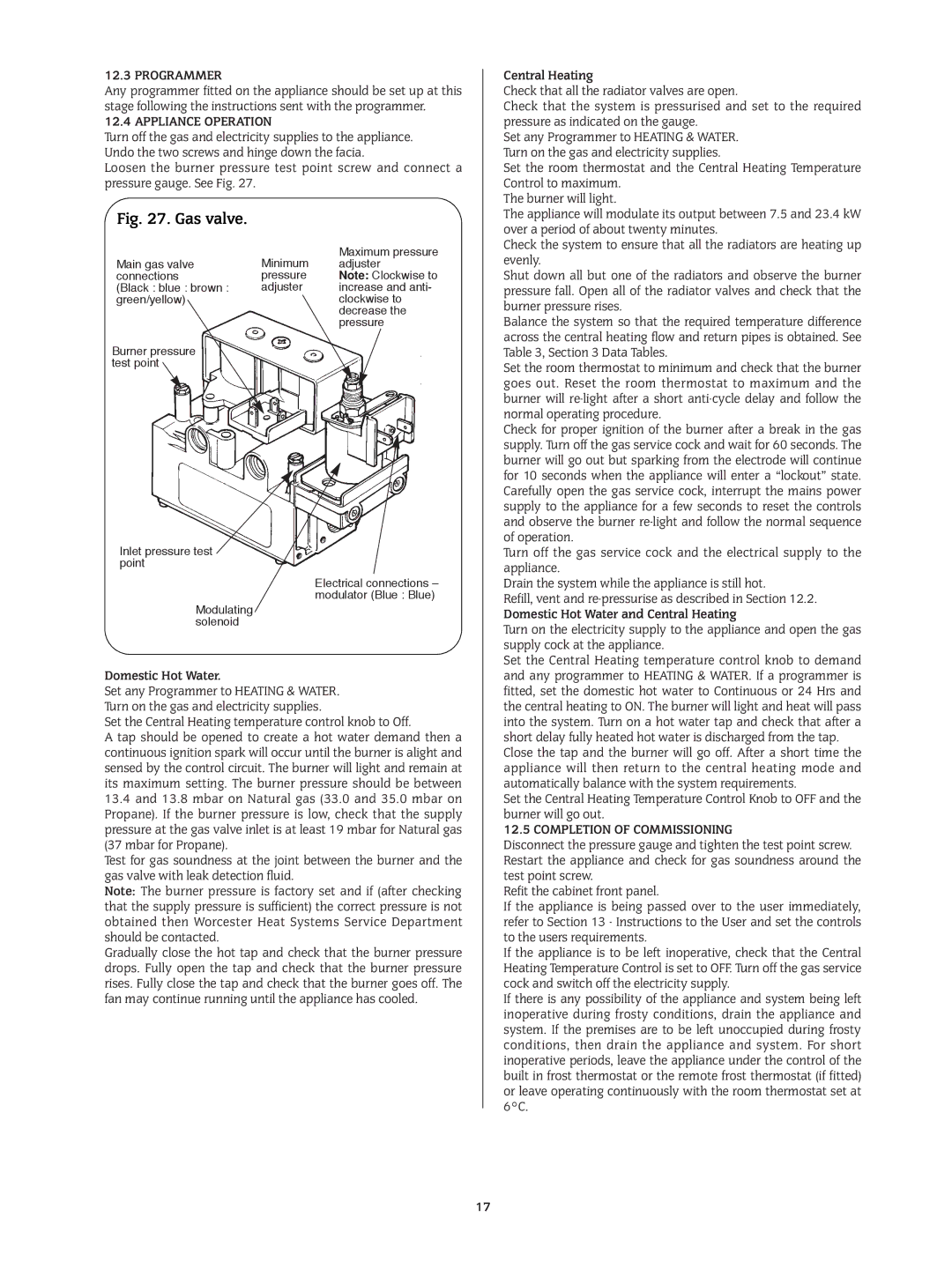 Bosch Appliances 24I RSF manual Programmer, Appliance Operation, Completion of Commissioning 