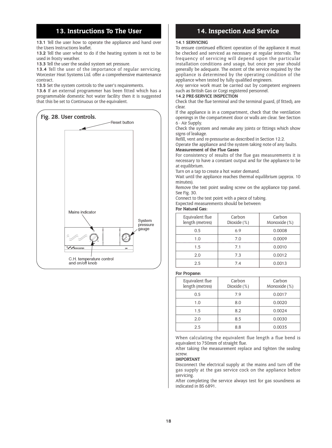 Bosch Appliances 24I RSF manual Instructions To The User, Inspection And Service, Servicing, PRE-SERVICE Inspection 