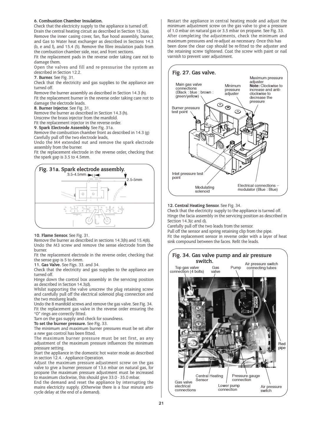 Bosch Appliances 24I RSF manual Spark electrode assembly 