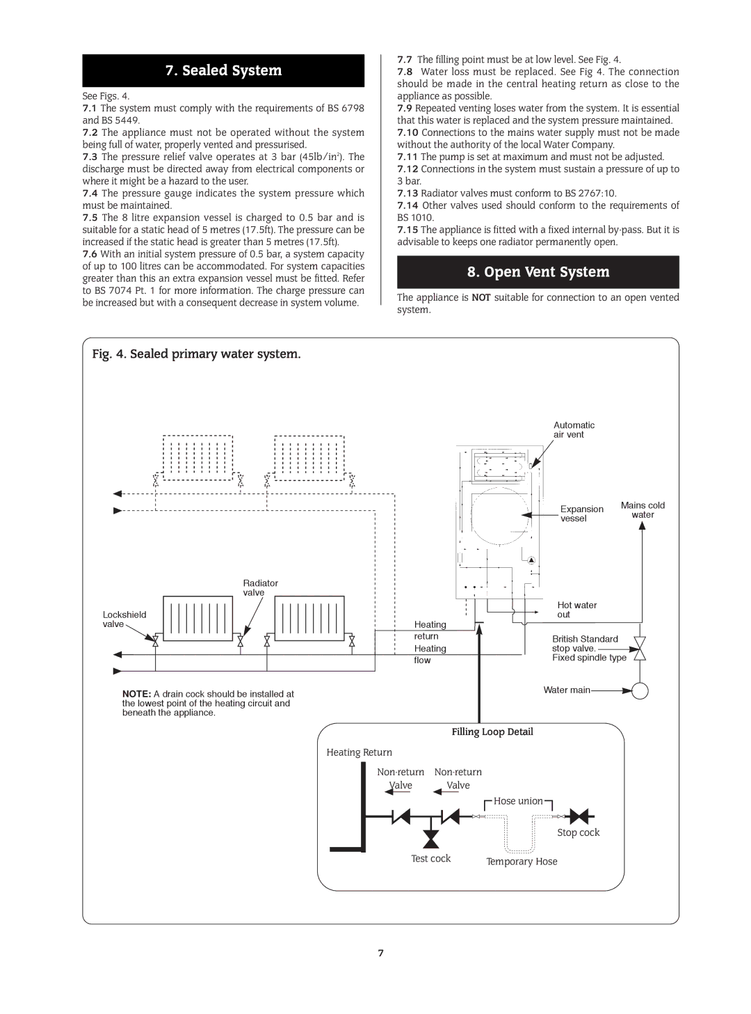 Bosch Appliances 24I RSF manual Sealed System, Open Vent System 