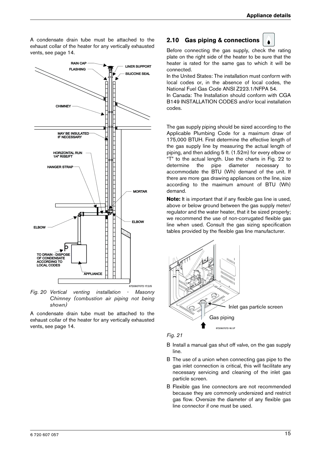 Bosch Appliances 250SX NG, 250SX LP manual Shown, GAS Line Sizing 