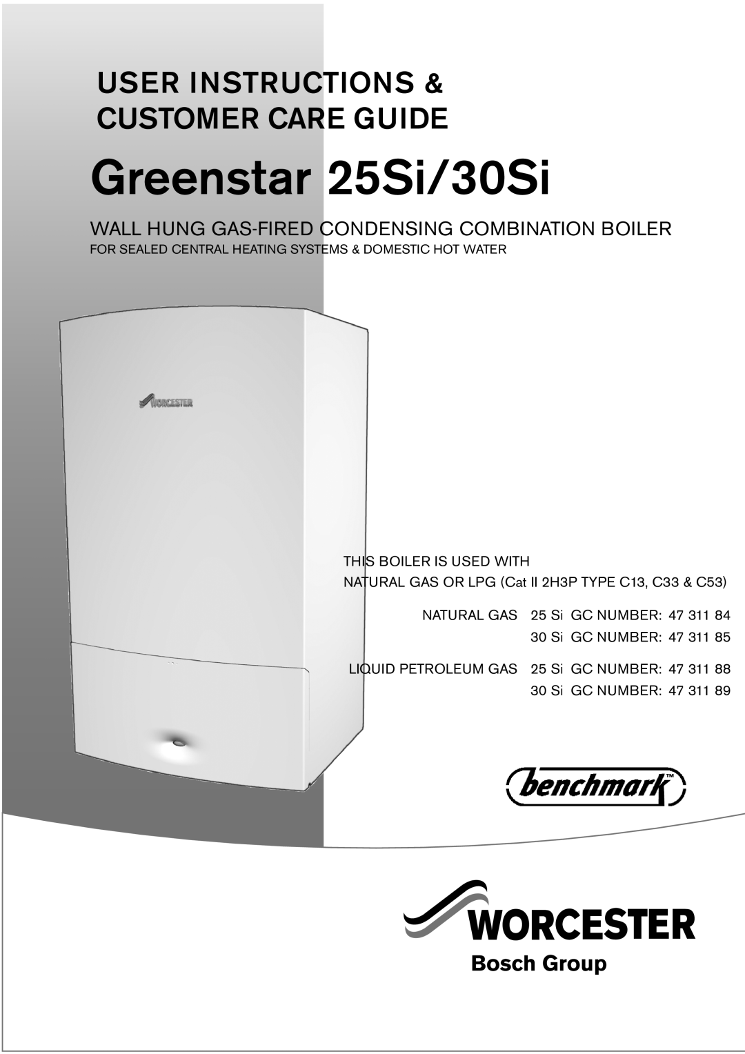 Bosch Appliances manual Greenstar 25Si/30Si, User Instructions Customer Care Guide, This Boiler Is Used With 