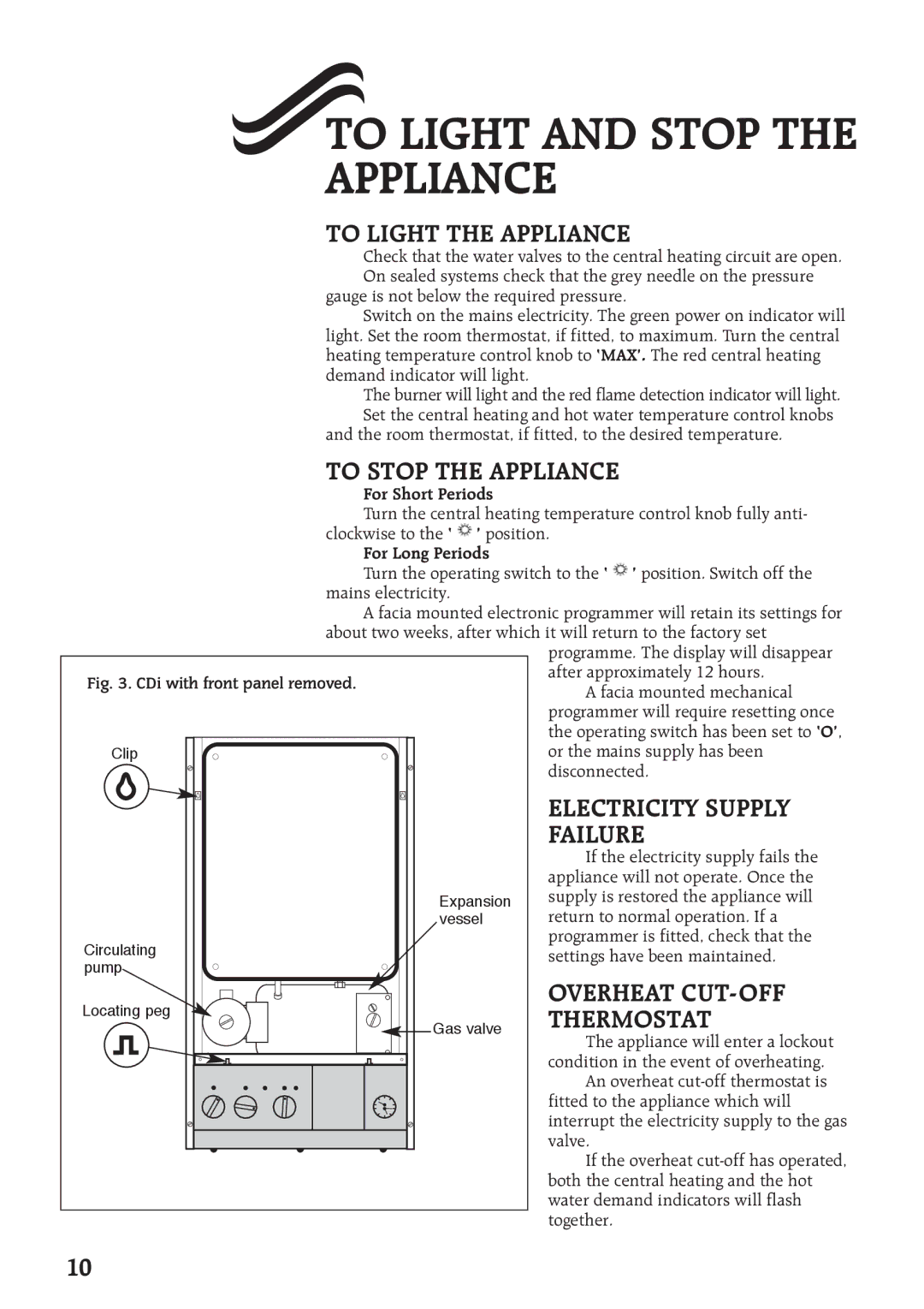 Bosch Appliances 35CDI II, 28CDI, 24CDI manual To Light and Stop Appliance 