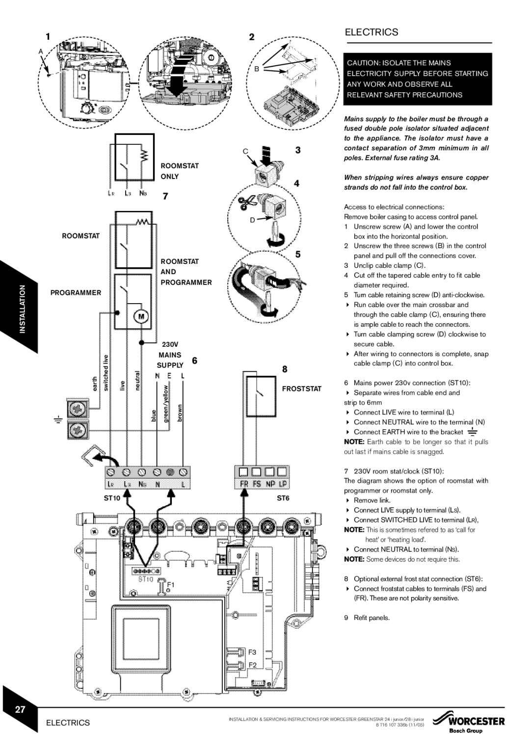 Bosch Appliances 28i junior, 24i junior manual Electrics 