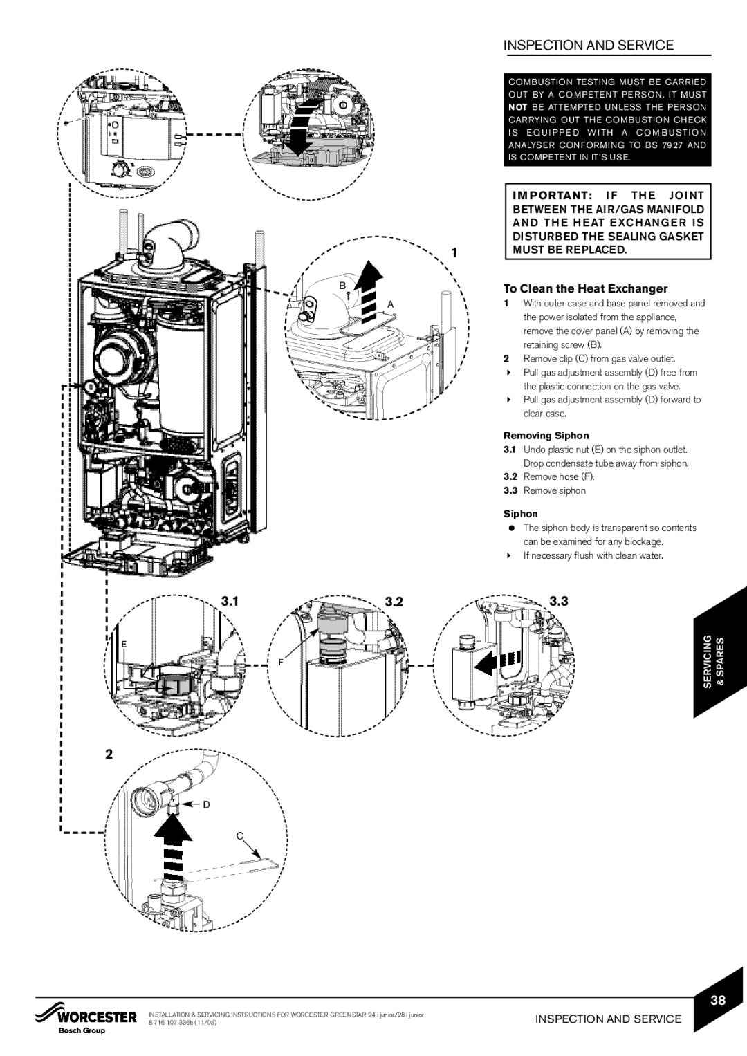 Bosch Appliances 24i junior, 28i junior manual To Clean the Heat Exchanger 