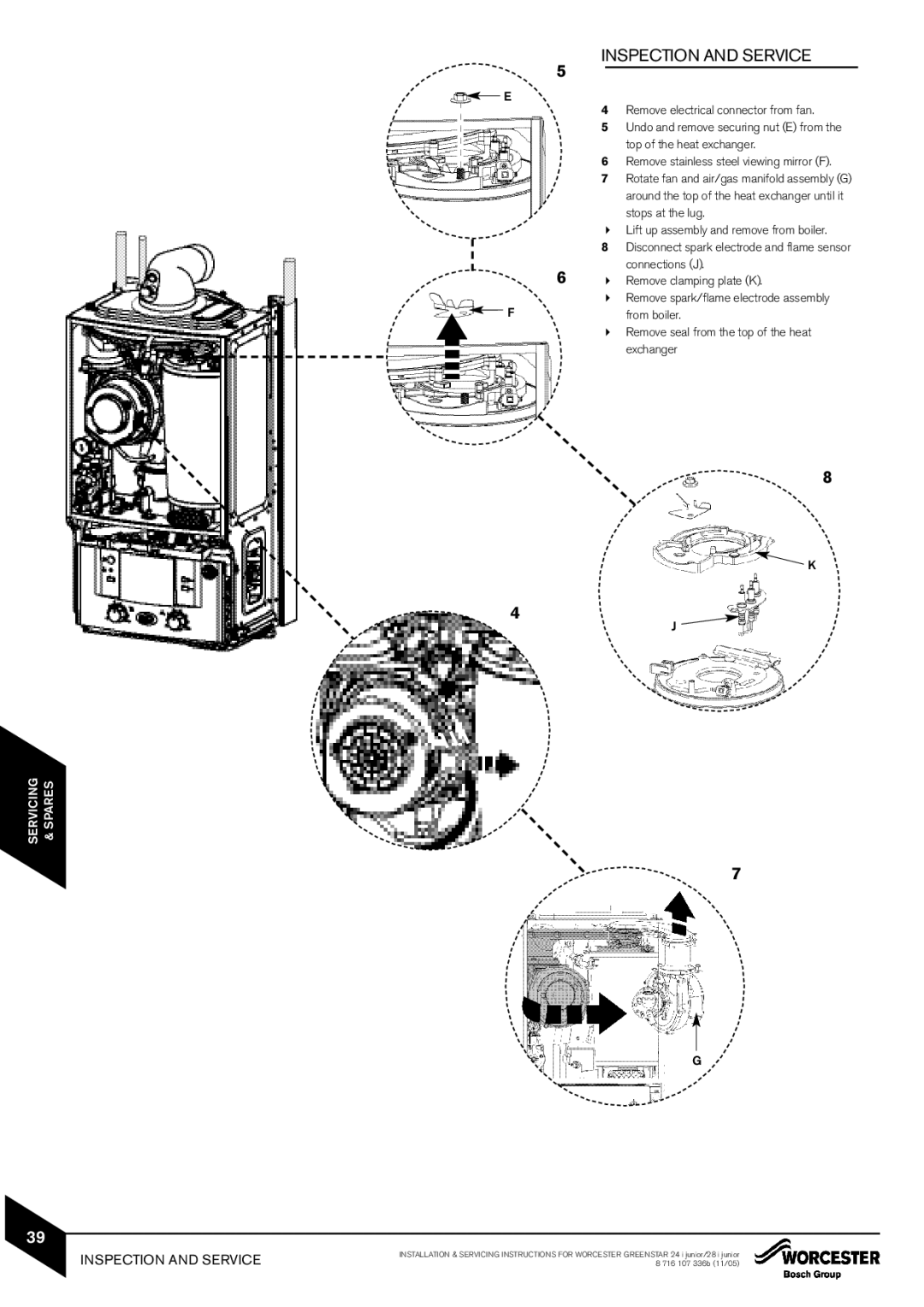 Bosch Appliances 28i junior, 24i junior manual Inspection and Service 