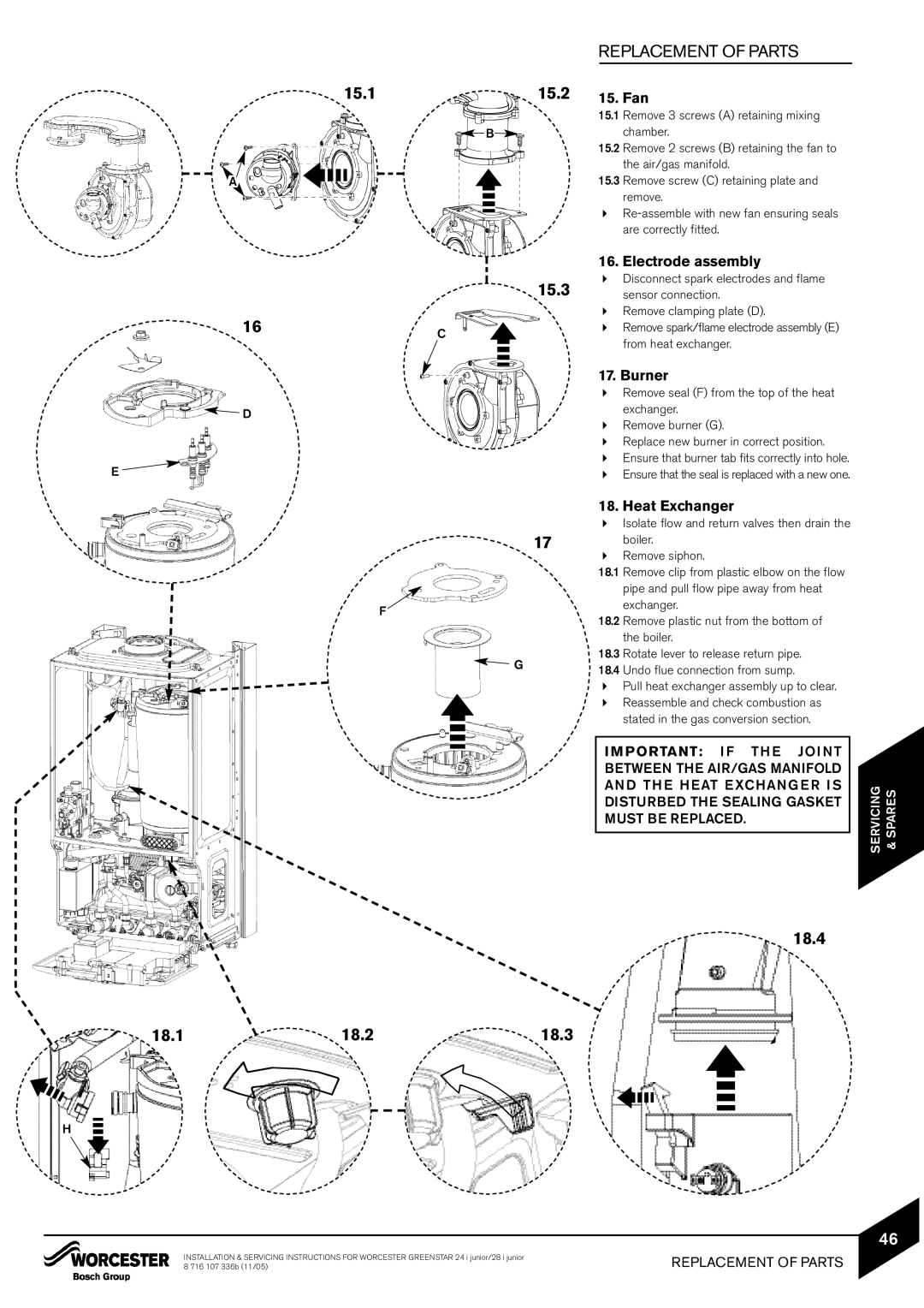 Bosch Appliances 24i junior, 28i junior manual 15.1 15.2, 15.3, 18.4 18.1 18.2 18.3 