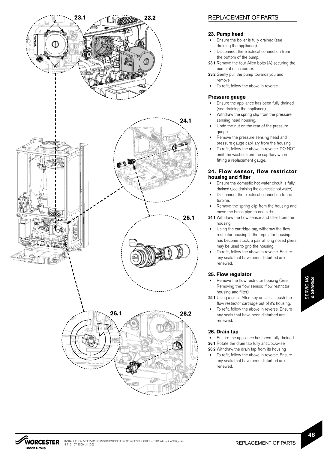 Bosch Appliances 24i junior, 28i junior manual 23.1 23.2, 24.1, 25.1, 26.1 26.2 