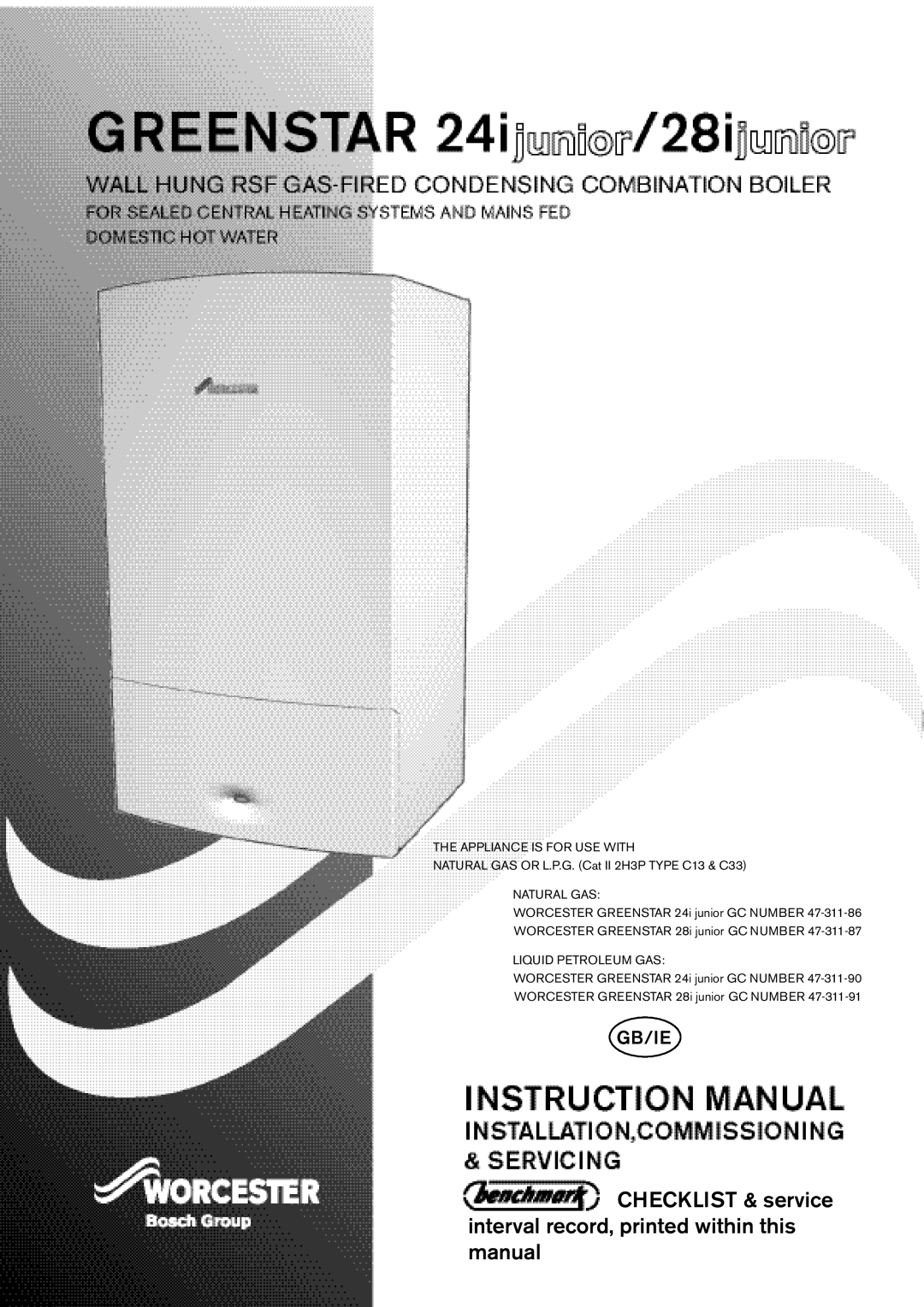 Bosch Appliances 24i junior, 28i junior manual CHECKLIST & service interval record, printed within this manual, Gb/Ie 